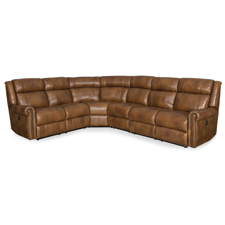 HRFE Genuine Leather Right Hand Facing Reclining Corner Sectional